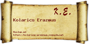 Kolarics Erazmus névjegykártya